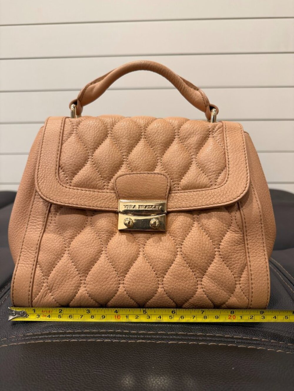 Vera Bradley Mini Stella Quilted Satchel Tan Brown Handbag - Picture 10 of 13